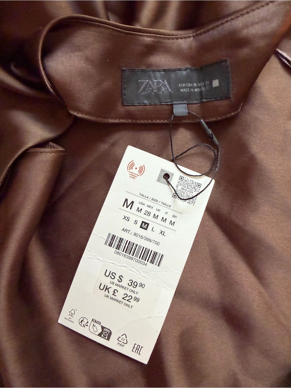 NEW Zara Chocolate Brown Satin Halter Top - Picture 5 of 6
